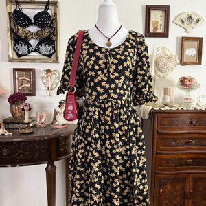 90's quirky whimsigoth floral babydoll dress